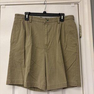 Tommy Hilfiger Double Pleated Chino Shorts Tan Mens 36 Embroidered Logo 8.5” EUC
